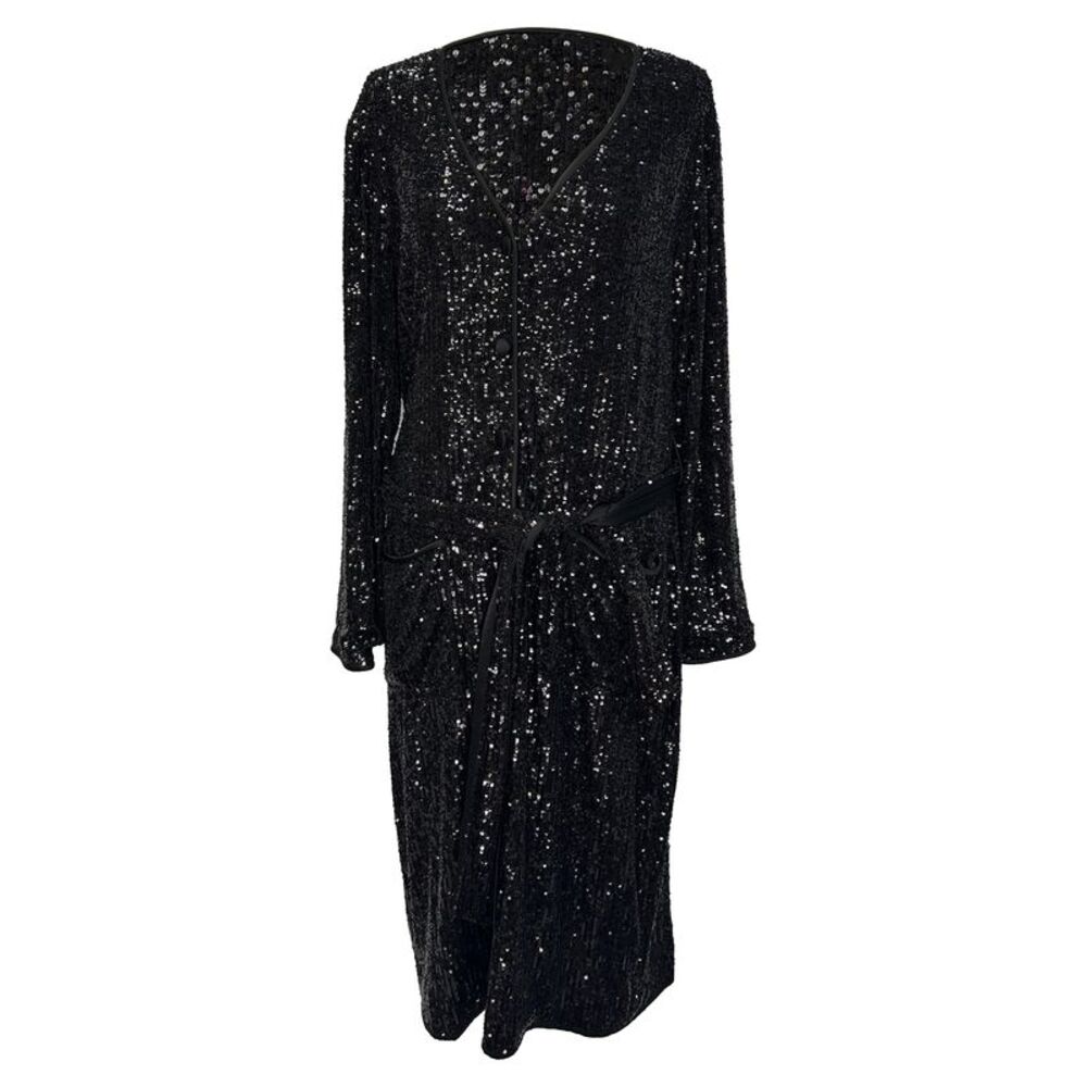 Diane von Furstenberg Sequined Maxi Dress in Black Polyamide